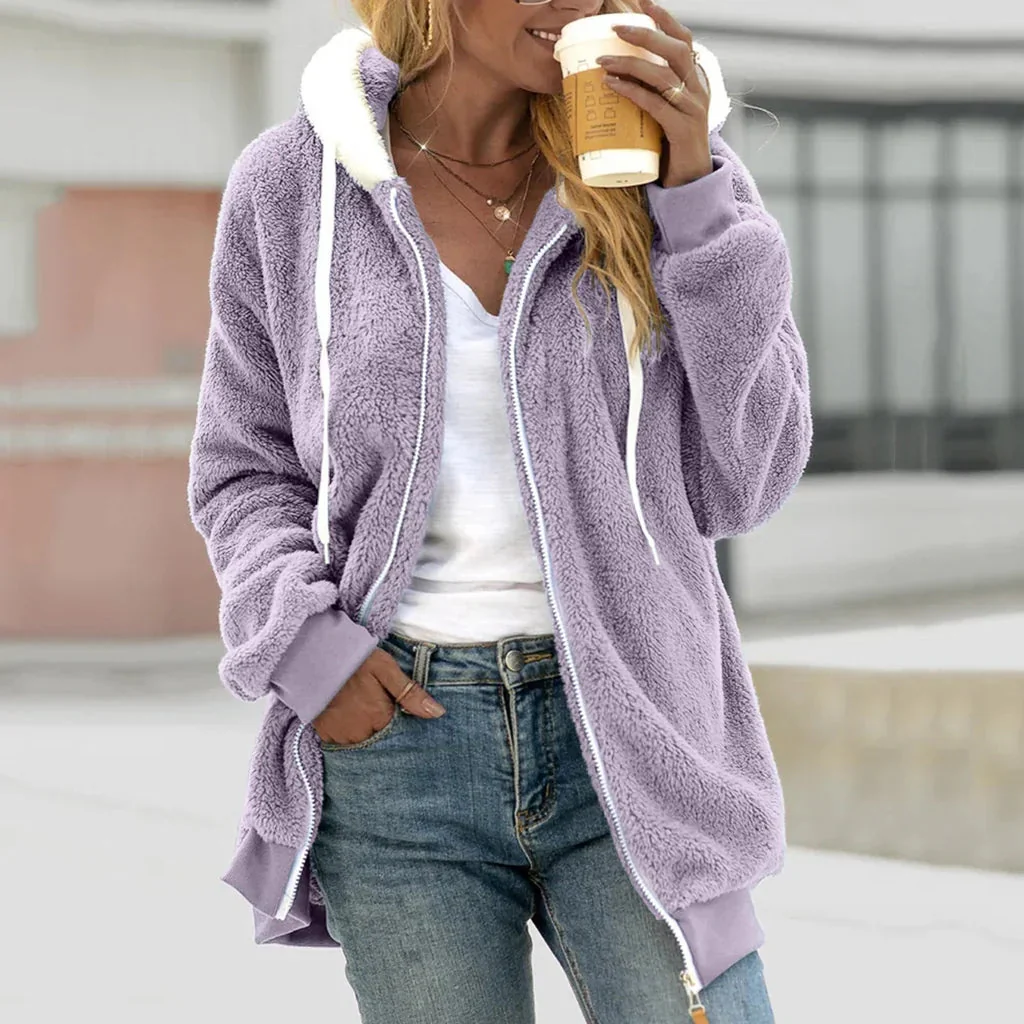Cardigan en Fleece pour Femmes à Capuche et Coupe Oversized – Image 6