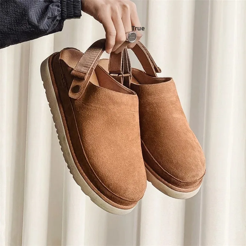 Chaussons en Cuir à Semelle Épaisse avec Sangle Arrière pour Hommes – Image 2