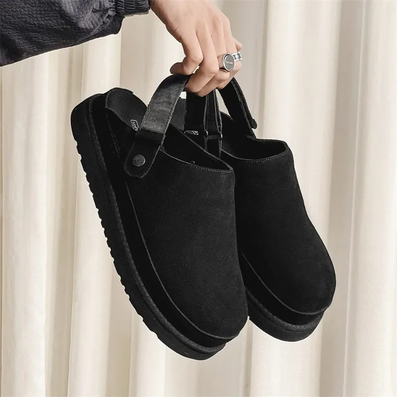 Chaussons en Cuir à Semelle Épaisse avec Sangle Arrière pour Hommes – Image 3