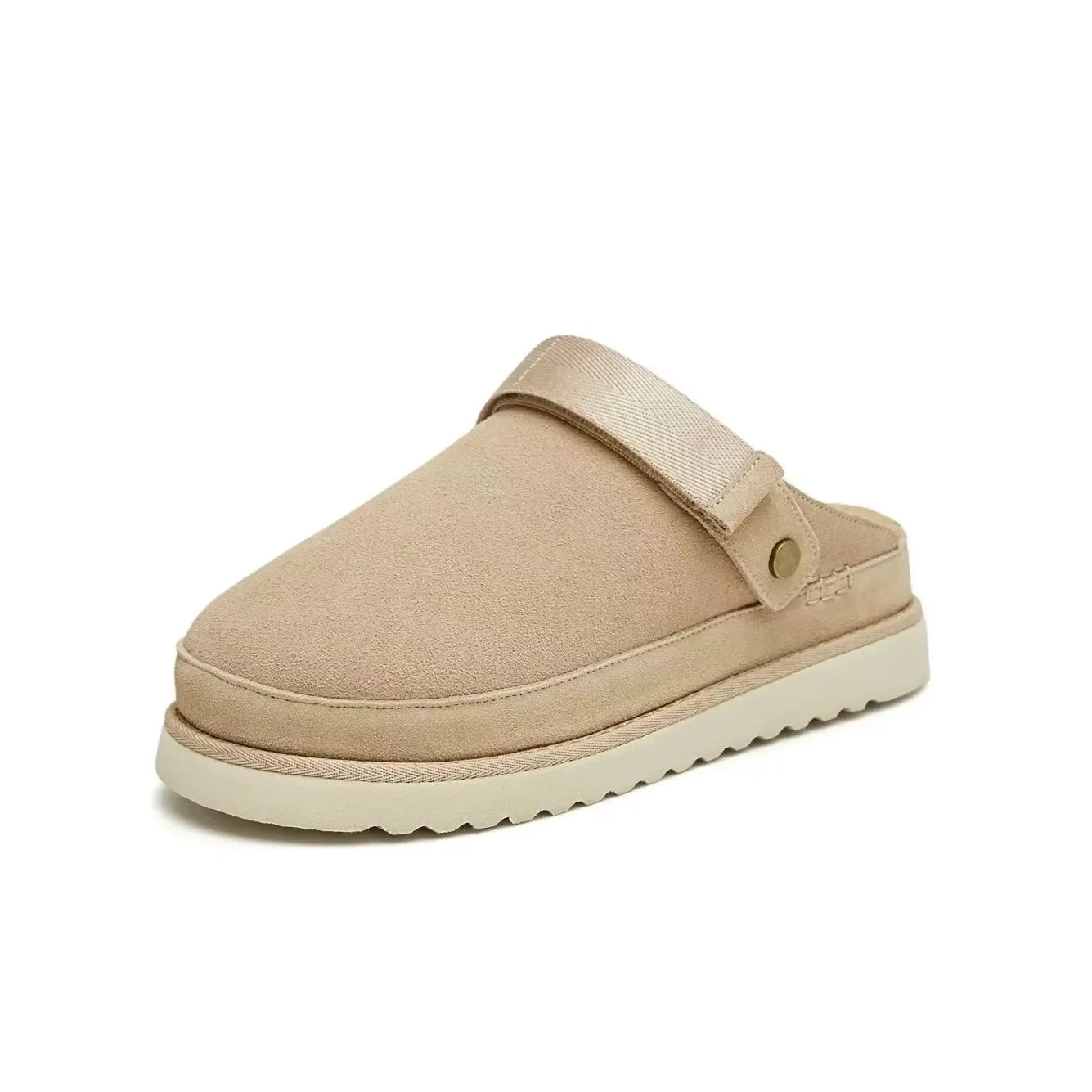 Chaussons en Cuir à Semelle Épaisse avec Sangle Arrière pour Hommes